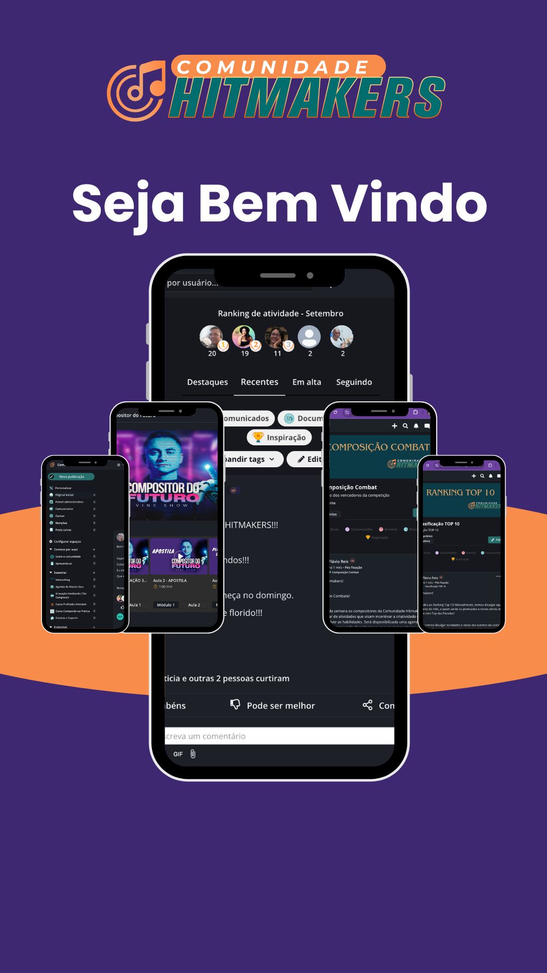 Interface do app Comunidade Hitmakers