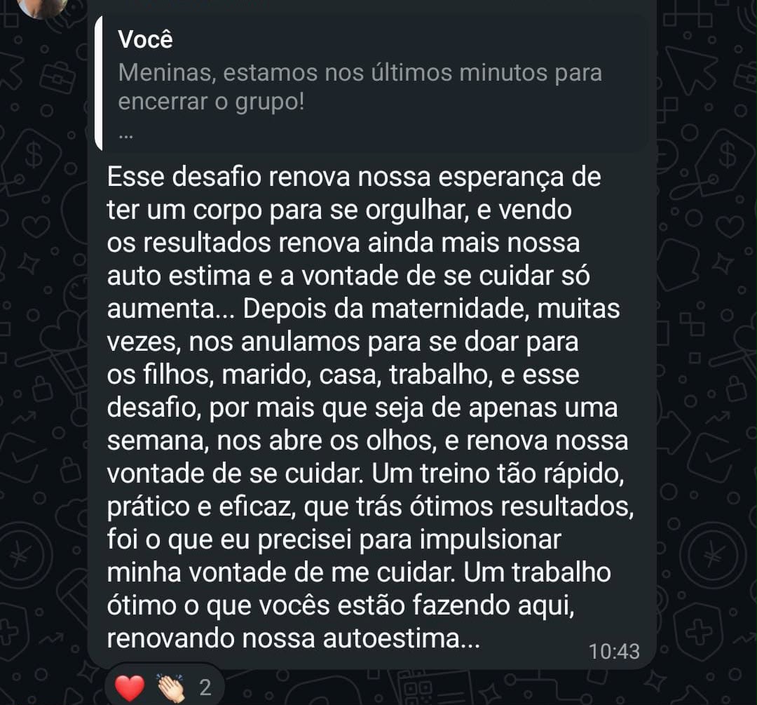 Depoimento de aluna do Desafio Bye Diástase