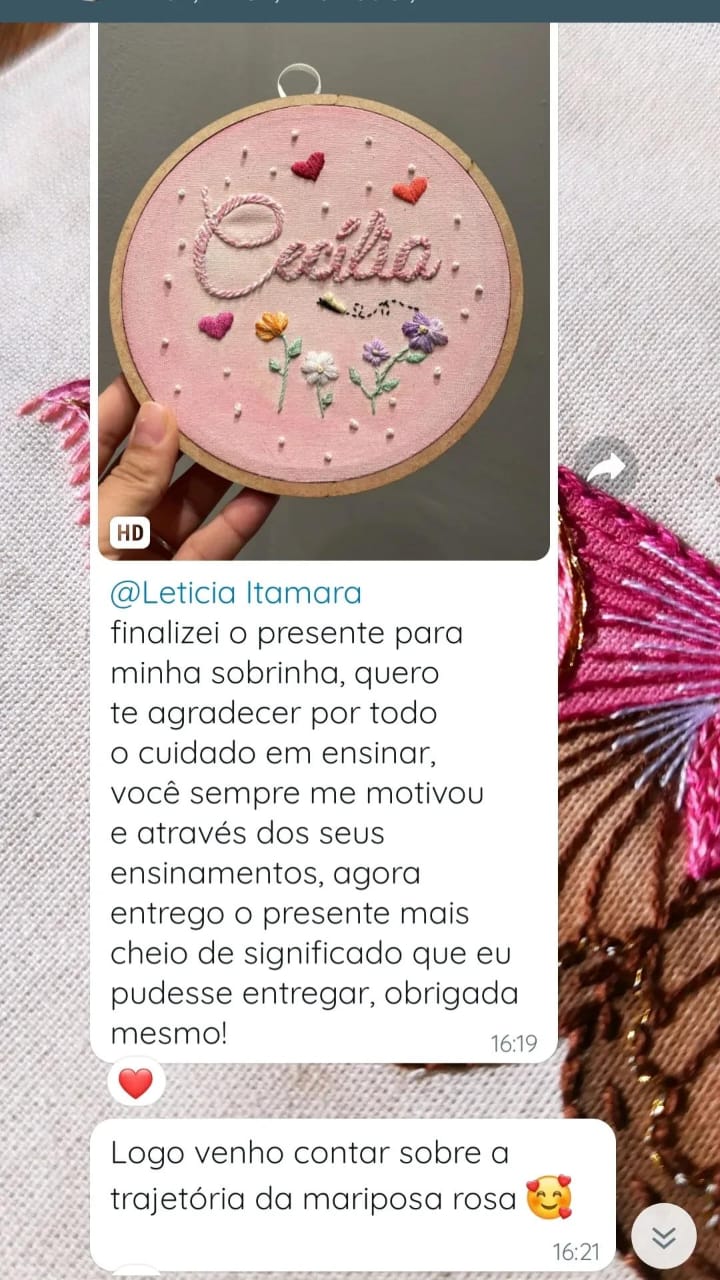 Bordado 'Cecília' – presente para a sobrinha