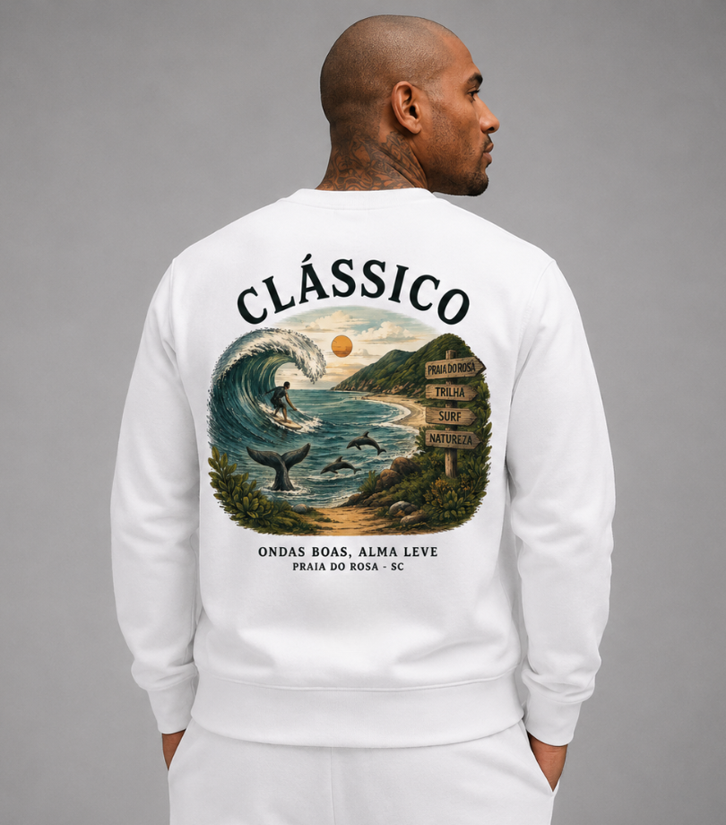 Moletom Clássico OSS Culture em trilha com vista para o mar
