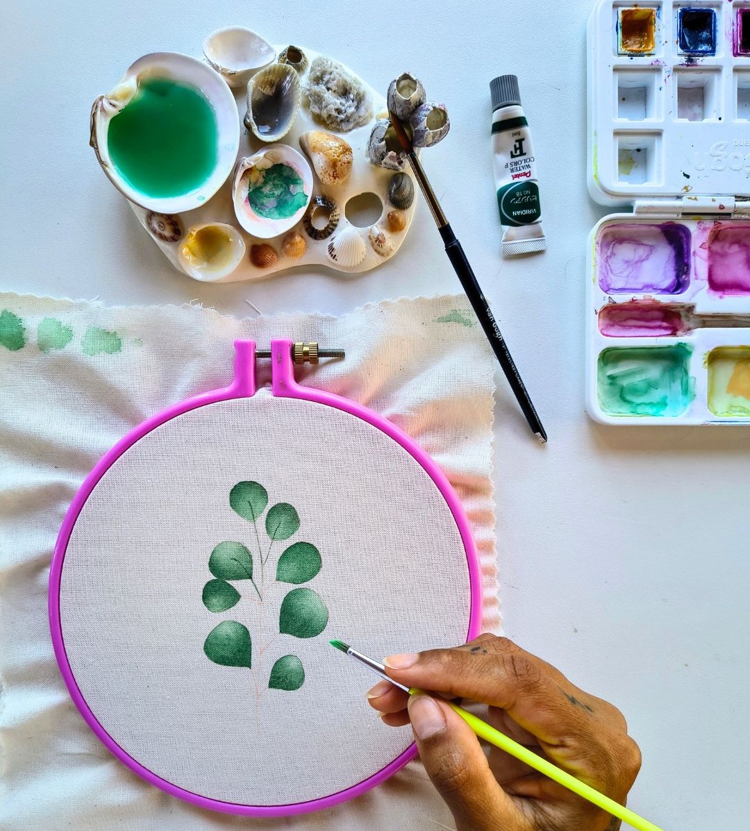 Aquarela no algodão cru