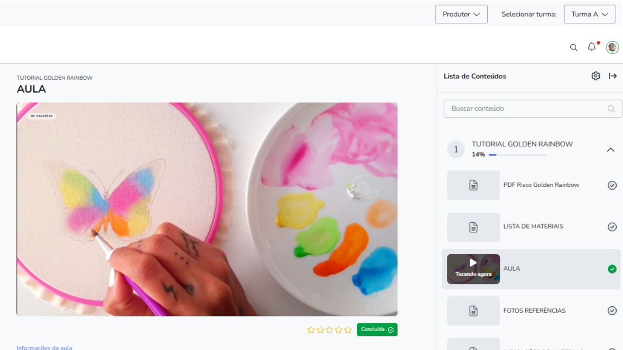 Dentro do Tutorial Golden Rainbow na Hotmart