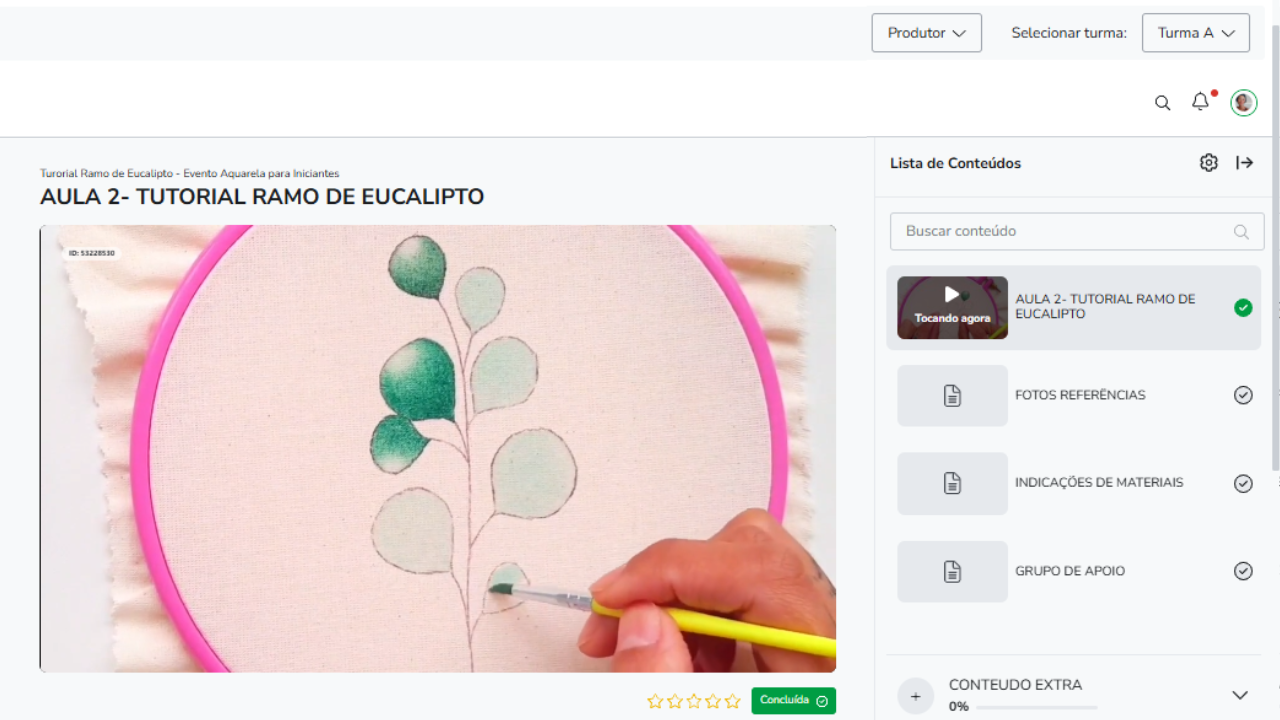 Dentro do Tutorial Ramo de Eucalipto na Hotmart