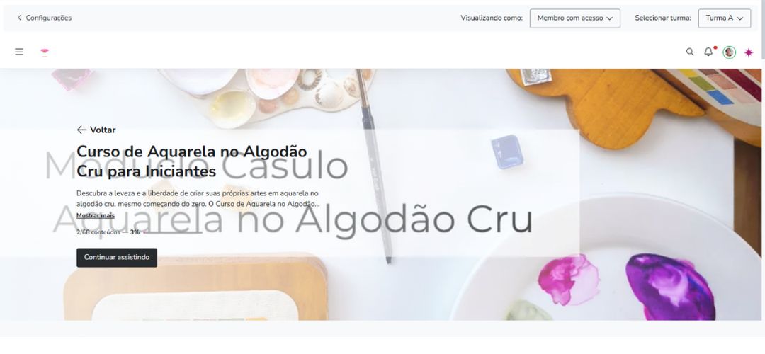 Módulo Técnicas Básicas aberto na plataforma