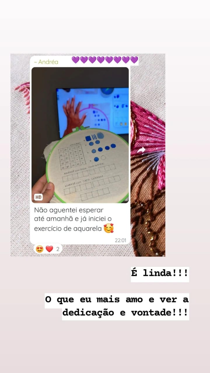 Depoimento de aluna com estudo de aquarela