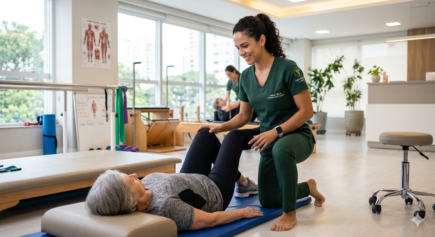 Ambiente acolhedor da Clínica VittaMove com equipe de fisioterapia