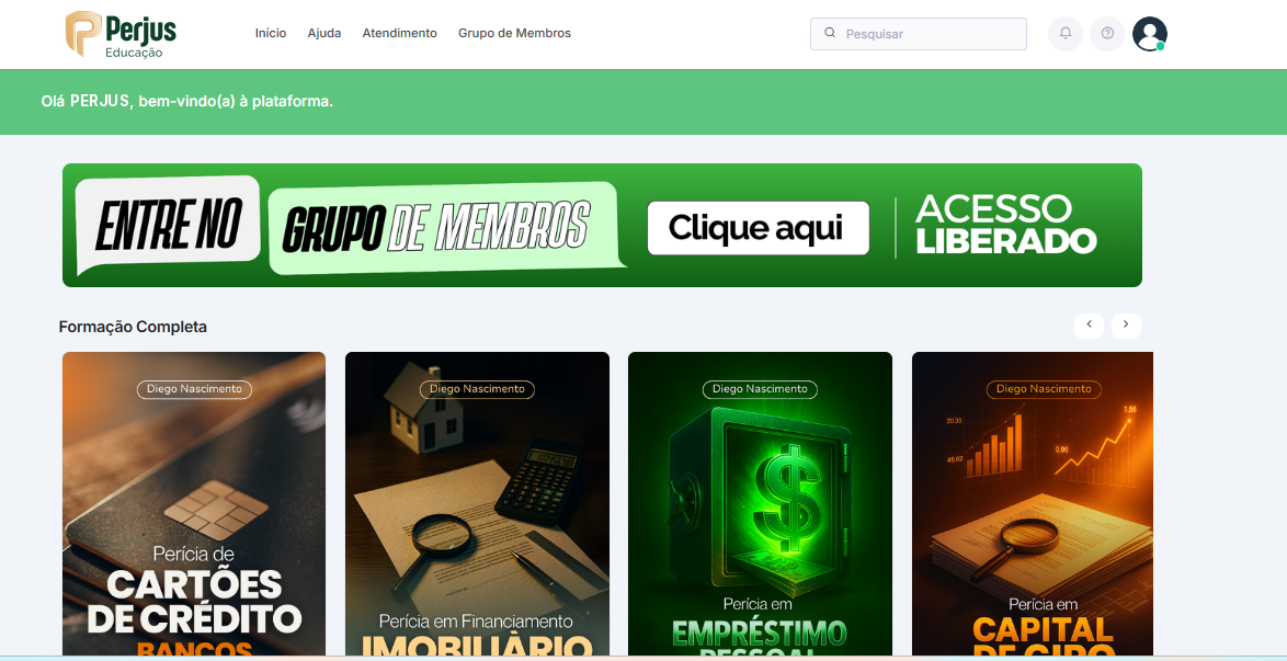 Portal de membros Perjus Educação: 1 ano inteiro de acesso