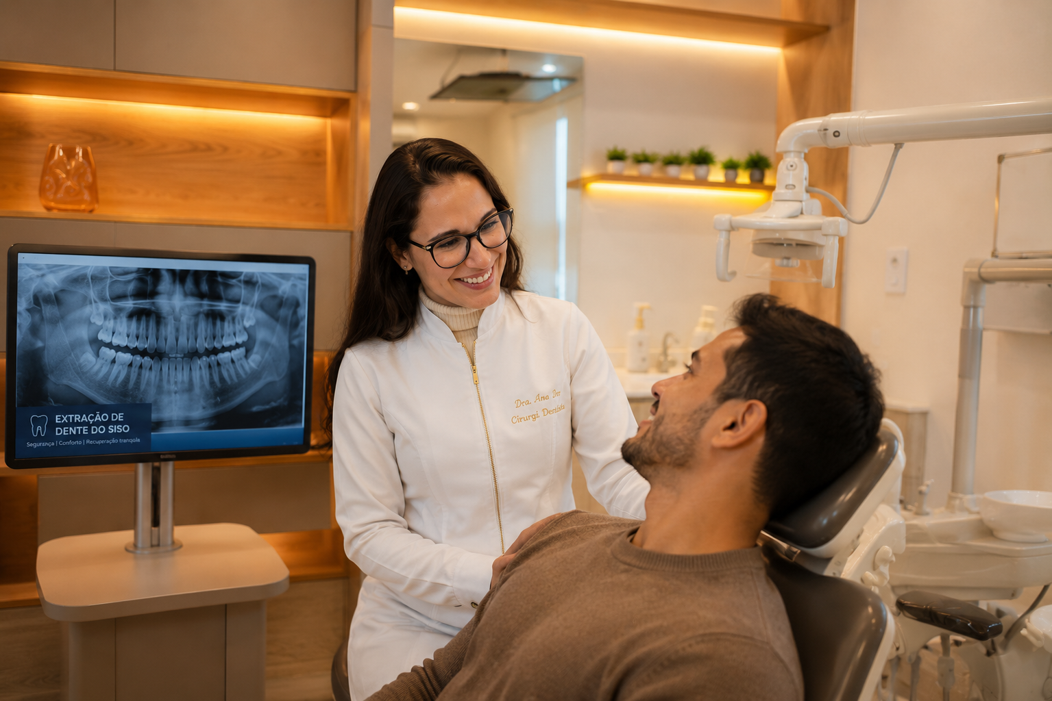 Profissional avaliando dente de paciente na OdontoCentro