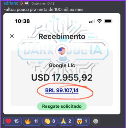 Depoimento de aluno relatando resultados com canais anônimos