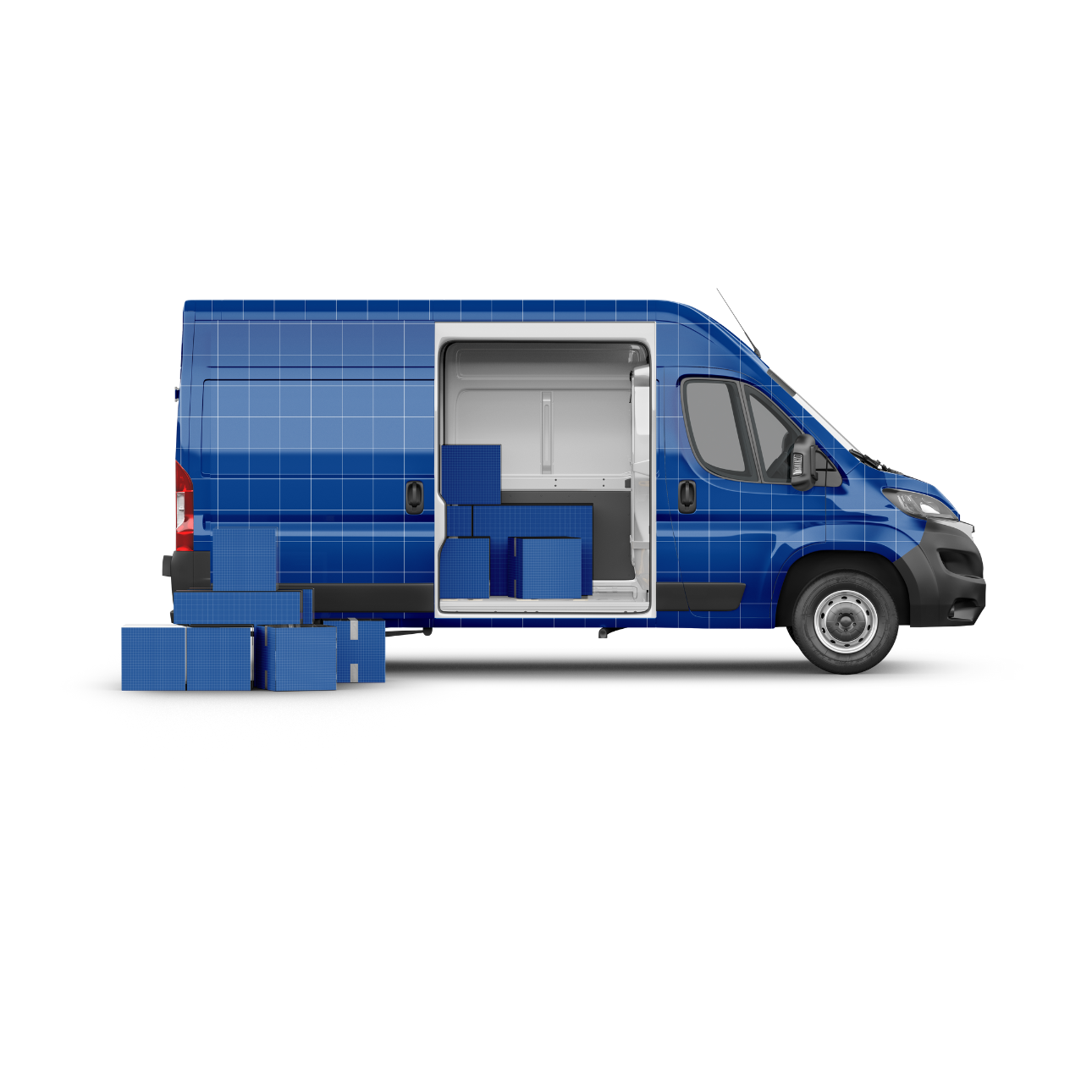 Van Mockup with Boxes