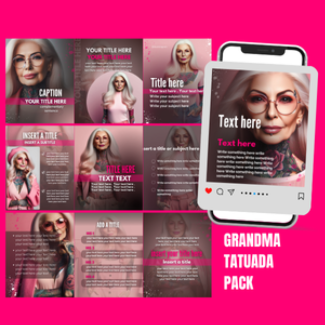 Editable GRANDMA Tattooed Pack in Canva